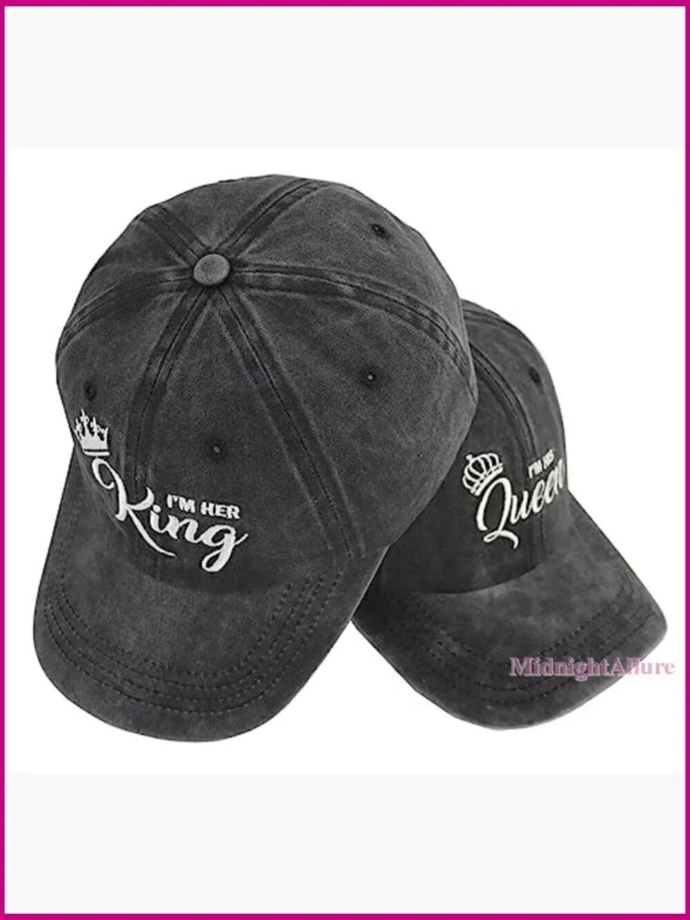 Matching King Queen Couple Hats Adjustable Cotton Baseball Cap Wedding Gift
